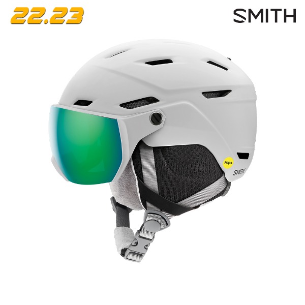 2223 SMITH SURVEY JR MIPS HELMET - MATTE WHITE/CP Everyday Green Mirror (스미스 서베이 주니어 밉스 스키 보드 미러 헬멧)