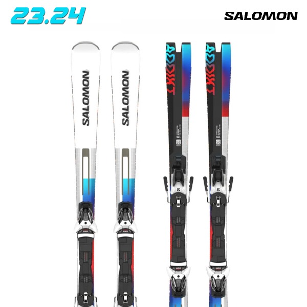 2324 SALOMON E ADDIKT + Z12 GW F80 - WHITE/BLACK/PASTEL NEON BLUE 3 (살로몬  ADDIKT 스키플레이트) L47355400+